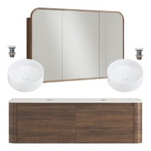 Boyd 1500mm Walnut Wall Hung Vanity with Basin & Rectangular Shaving Cabinet Package